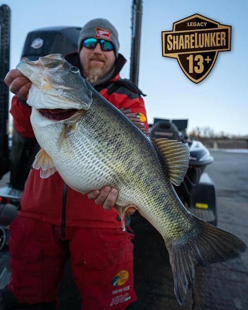 FB post from Feb. 20, 2021: O.H. Ivie produced the fifth Legacy Class ShareLunker of the 2021 season with this 16.40lbs tank caught by angler Joe McKay of Bussey, IA!! This fish is also the pending new lake record! Congratulations, Joe and thank you for helping make bass fishing bigger and better in TX!