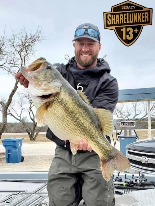 FB post from Feb. 25, 2021: You get one guess for what Lake produced two ShareLunkers today! Oh yes, that's right, O.H. Ivie. SL#593 (14.4lbs; above) and SL#594 (14.2lbs; below) are headed to Athens. Congratulations to Brett Cannon of Willis TX (above) and Casey Sobczak (below) of Spring TX.