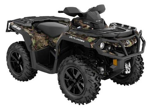 The 2019 Can-Am Outlander 850 XT is available in Intense Red, Black/Can-Am Red and Mossy Oak Break-Up Country.