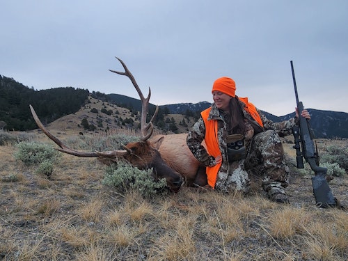 The author shot her elk just a few minutes into legal shooting light. 