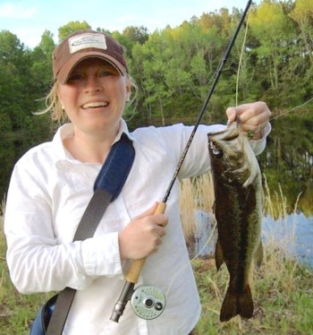 This is the first respectable largemouth bass the author ever caught on a fly rod at a farm pond in her hometown. Photo: Vivian Forrest
