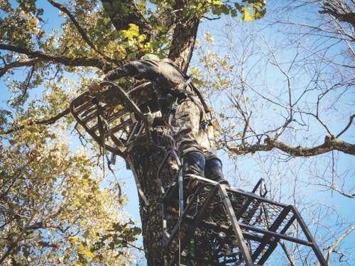 Use a summer vacation to visit your distant hunting property and accomplish chores such as putting up a network of treestands to use at a later date.