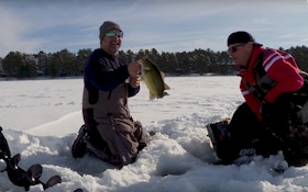 Underwater Ice Fishing Video: Bass Stalks Minnow Before Striking