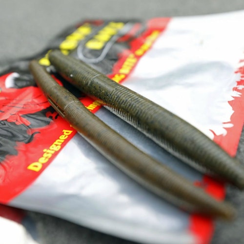 One of the author’s favorite follow-up baits when frog fishing is the Fat Stick (right) from Big Bite Baits. It's a fattened up version of the company’s Soft Super Salt Trick Stick (left). The extra weight of the Fat Stick makes it even easier to cast farther and more accurately.