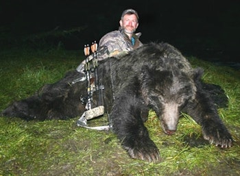 Bob Robb loves bear hunting; he arrowed this massive brown bear in Alaska.