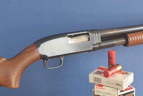 In this Model 12 with Poly Choke, “modified” yielded tightest, most uniform patterns with No. Buck.