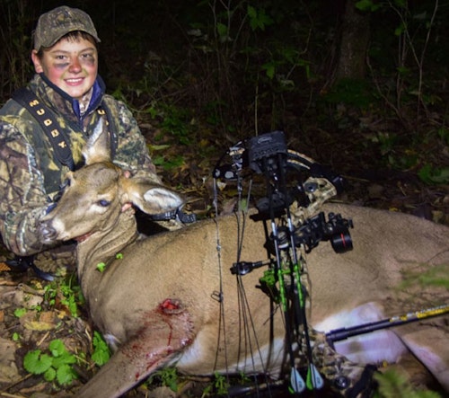 This Bluff Country Outfitters client tagged a doe with his bow, his first archery kill. (Image courtesy of Bluff Country Outfitters.)