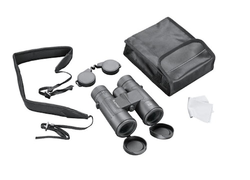 Accessories included in the box with the Bushnell Legend 8x42mm bino.