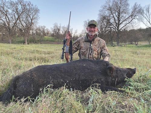 The author with his big 300-pound 2022 California boar.