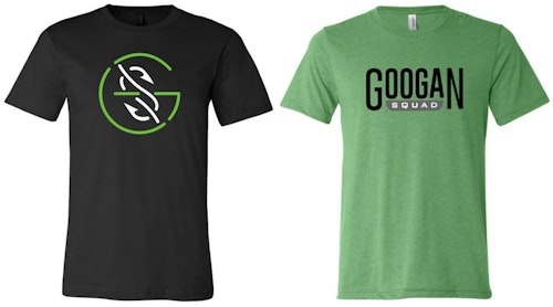 You might not recognize the logo on the left t-shirt. It's from the Googan Squad, and your husband’s purchases of their apparel helps them produce more online fishing content.