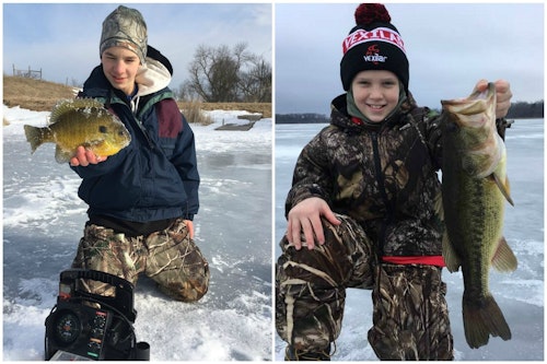 Dave Maas’ sons, Elliott (left) and Luke (right), have learned that the key to staying warm during Minnesota winters is avoiding cotton clothing next to their skin.