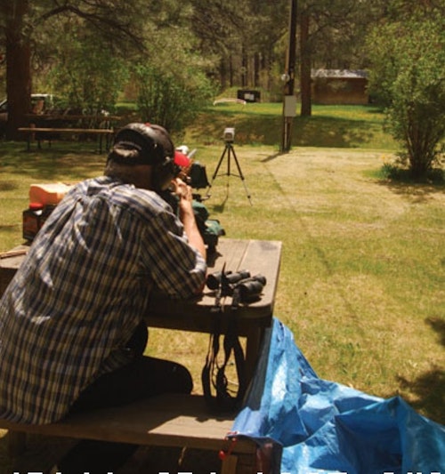 The author testing muzzleloader load performance through a chronograph.
