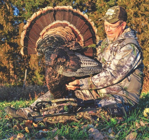 The author used a well-placed crossbow bolt to harvest this spring longbeard.