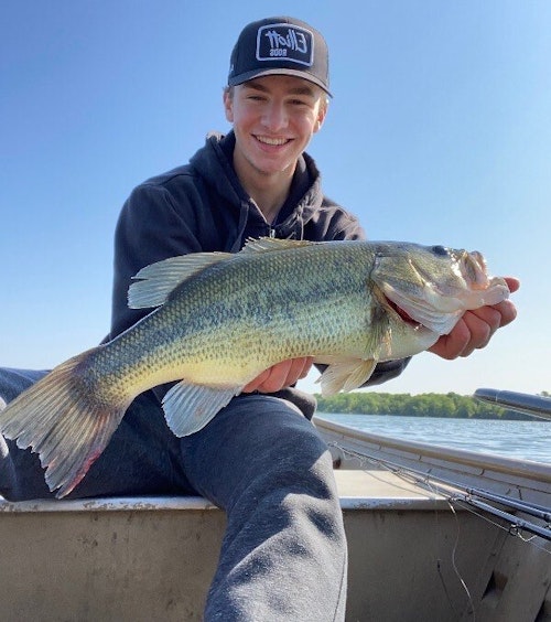 As the author was writing this article, his 19-year-old son, Elliott, was catching this big bass from the family’s 12-foot jon boat.