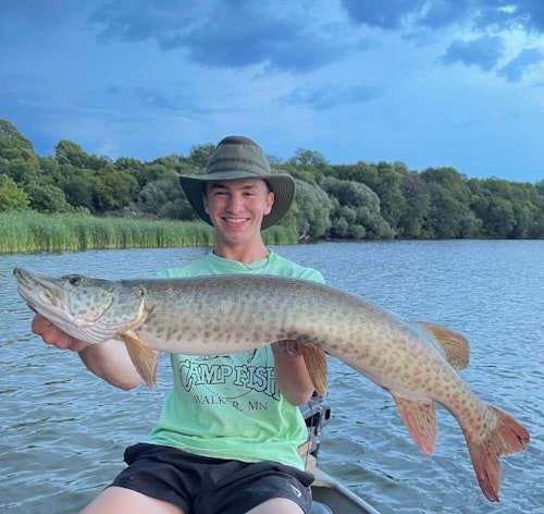 The author’s son Elliott with a 38.5-inch muskie taken the day before his accident.