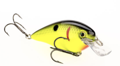 ​The Strike King KVD 1.5 crankbait dives about 1.5 feet and with its square bill will deflect off rocks or wood cover. It's about two inches long and has a nice wobble that mimics baitfish and forage species such as bluegill or perch. (Photo: Strike King)