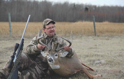 The author let this buck smell him, then circled around quickly knowing where the deer would head.