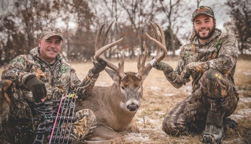 David Holder (above left) of Raised Outdoors (www.raisedoutdoors.com) recently moved to Iowa when his wife took a job there. The move yielded quick benefits, as this monster 179 6/8-inch deer demonstrates. 