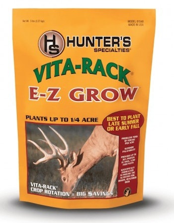 Vita-Rack E-Z Grow from Hunter's Specialties includes ryegrass, rape and three varieties of clover.