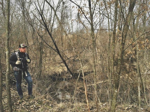 Get your bearings on possible funnels through virtual scouting on onX Hunt or a similar map-based app, but then visit the location in person to determine if it is indeed huntable.