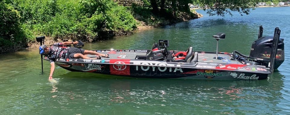 Mike Iaconelli Facebook pic/post: Take a close look at this picture. Can you spot the new piece of equipment on my boat that will change the bass fishing game forever? Coming mid July!