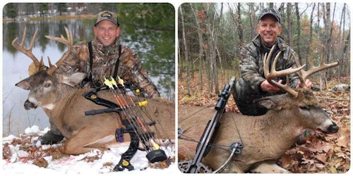 In 44 years of bowhunting Wisconsin, here are the author’s two biggest bucks. Both were likely 3.5 years old, and neither one makes the Pope and Young minimum of 125 points.