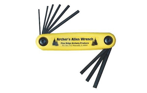 Several companies offer Allen wrench tools that work well for adjusting bowsights. The author uses one from Pine Ridge Archery.