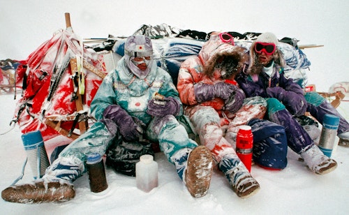 The Steger team taking a break in Antarctica. See the boots? Enough said . . .