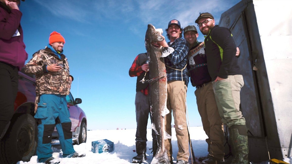 Video: Spearing a Monster Sturgeon Through the Ice
