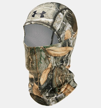 The Under Armour ColdGear Balaclava is warm and comfortable for shooting. The author (below) keeps the mask over his nose while hunting, but it’s easy to pull the mask down below your mouth when it’s time for a break.