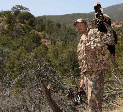 It’s nearly impossible to run and gun out West and carry a pop-up ground blind. Instead, invest in quiet high-quality camo, and learn to hide in the shadows. Crawling is a must, too. Many western bowhunters rely on ghillie suits to help break up their outline.