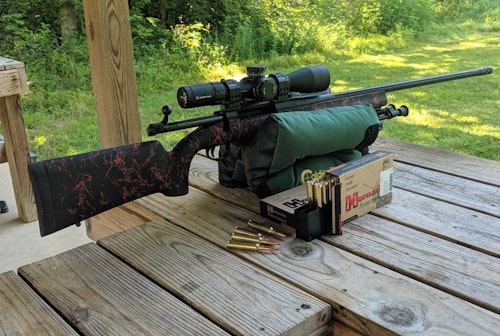 A solid bench, effective sandbags and two boxes of ammo — all important ingredients to a trouble-free sight-in session.