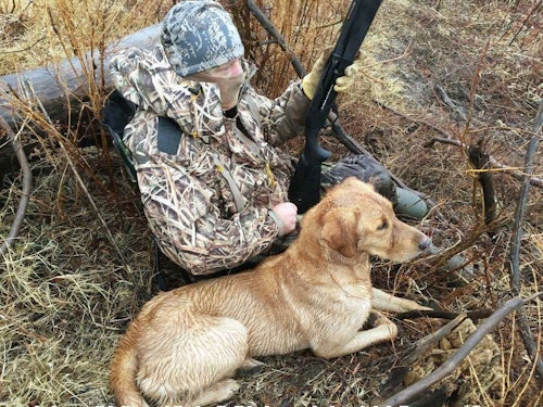The author and Cash waiting on waterfowl.