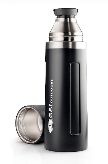 The Glacier Stainless 1L Vacuum Bottle holds 33.8 ounces of fluid, and its cap serves as a cup.