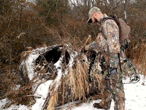 When a pop-up ground blind collapses under the weight of heavy snow, the result is typically one or more broken poles, and ripped fabric on the roof and side panels.