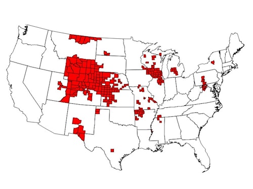 As of January 2019, there were 251 counties in 24 states with reported CWD in free-ranging cervids. This map is based on the best-available information from multiple sources, including state wildlife agencies and the United States Geological Survey (USGS).