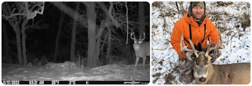 For many deer hunters, the Holy Grail of using trail cams is capturing a buck on camera and tagging it with bow or gun. That said, sometimes it doesn’t work out exactly as you hoped. Example: During 2022, the author had a couple close calls with this wide-brow buck, but didn’t get a shot. The deer appeared several times on trail cam pics. Then, on the opening morning of South Dakota’s firearm season, the buck was shot on a property about 2 miles away.