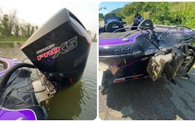 Scary Video: Angler Hits Underwater Log and Rips New 225hp Outboard Off Bass Boat!