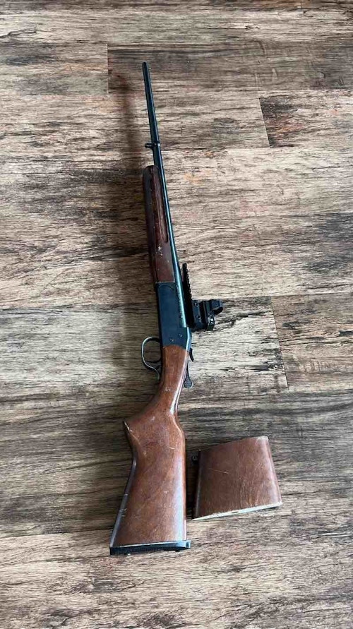 Proper length of pull was achieved for Jax by cutting off the butt stock of a .410 shotgun.