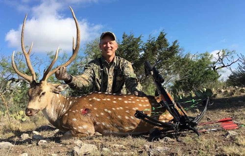 The author with a decent-size axis buck from Texas. He brought home the backstraps, tenderloins and other choice cuts in a cooler. While he enjoyed the axis steaks, in the author’s opinion, they weren’t quite as good as a few other big game species.