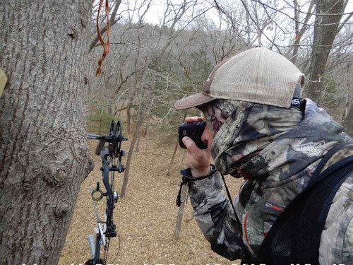 The author has learned to patiently wait for a good shot when a buck approaches his stand. After stepping into the stand, he immediately checks distances to trees, rocks and other objects with a laser rangefinder so he doesn’t have to range an animal when it appears.